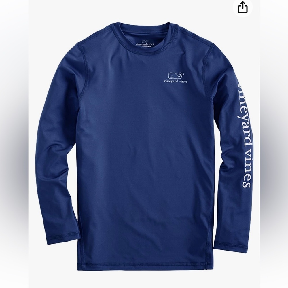 Vineyard Vines Boys Long Sleeve Rashguard in Deep Bay Performance T-Shirt